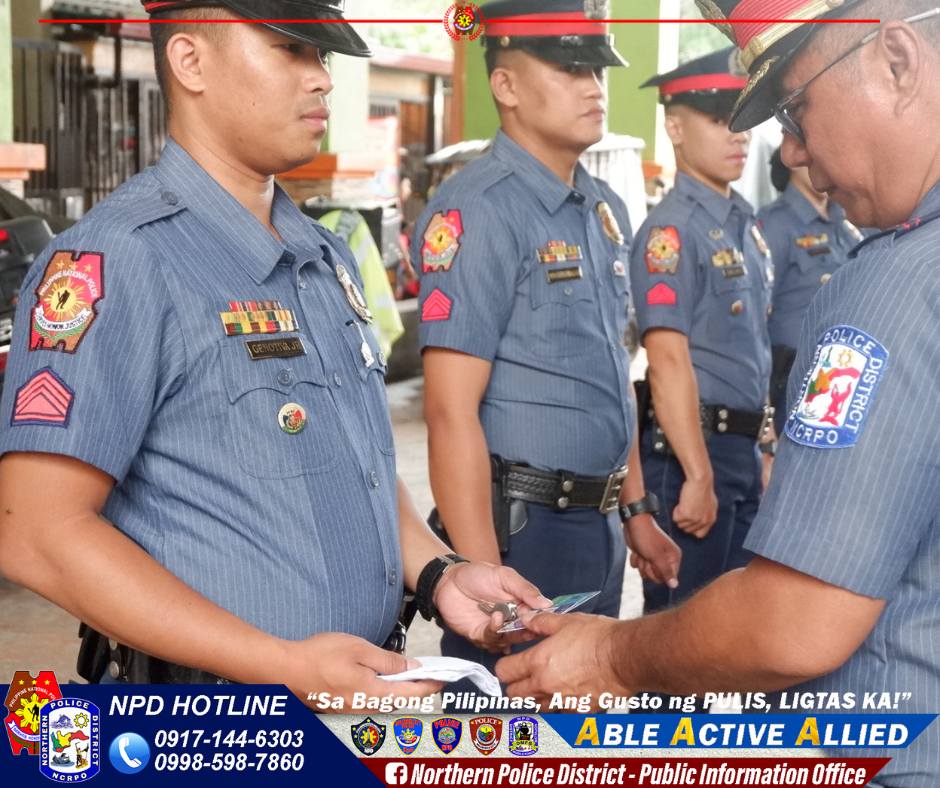 May be an image of 4 people and text that says 'OYer 所 POLICE เวยร עיוכ! Std เวเม CRPO POLIGE NPD HOTLINE "Sa Bagong Pilipinas, Ang Gusto ng PULIS, LIGTAS KA!" 0917-144-6303 ABLE ACTIVE ALLIED 0998-598-7860 f Northern Police District- Public Information Office'
