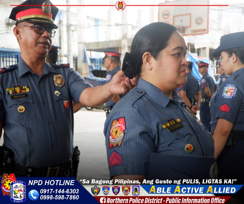 May be an image of 3 people and text that says 'PCRPO OLIGE NPD HOTLINE "Sa Bagong Pilipinas, Ang Gusto ng PULIS, LIGTAS KA!" 0917-144-6303 ABLE ACTIVE ALLIED 0998-598-7860 f Northern Police District District-PublicInformation Public Information Office'