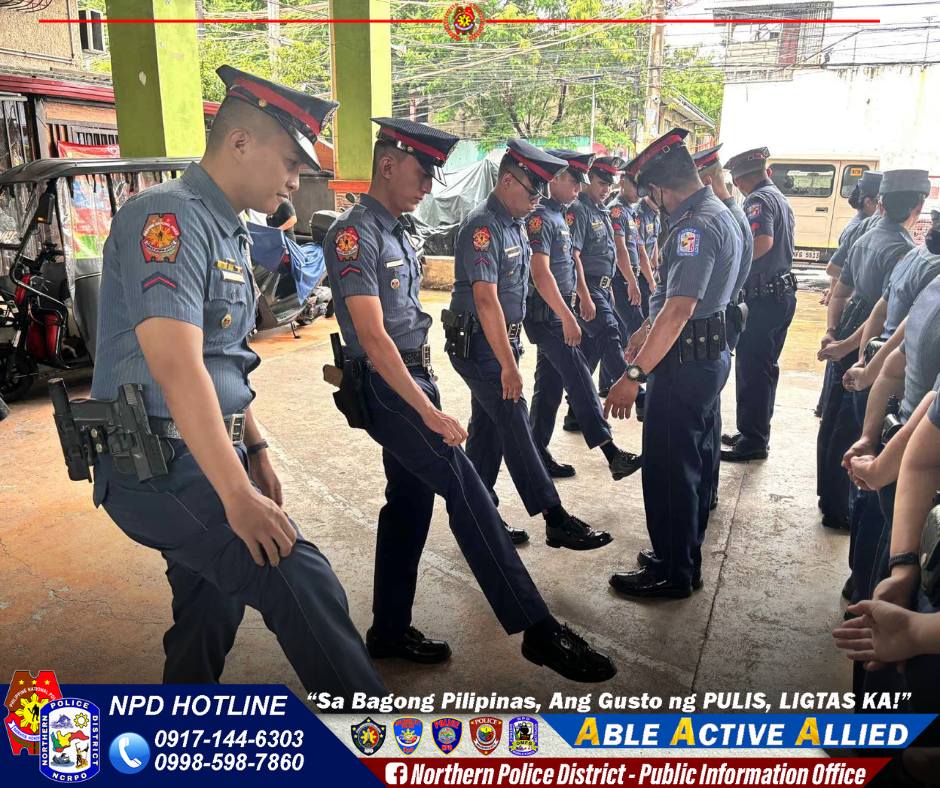 May be an image of 8 people and text that says 'POLIGE NPD HOTLINE "Sa Bagong Pilipinas, Ang Gusto ng PULIS, LIGTAS KA!" 0917-144-6303 ABLE ACTIVE ALLIED 0998-598-7860 f fNorthern Police District Public Information Office'