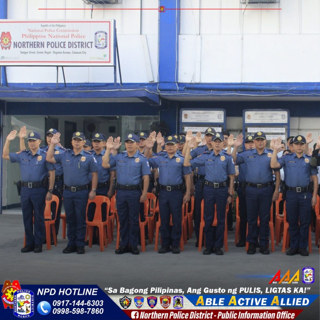 May be an image of 7 people, ambulance and text that says 'BapsbleointePhllgia National |Police( Philippine National Police NORTHERN POLICE NORTHERNPOLICEDISTRICT DISTRICT reet, wrwerDeget krenat, CaloaanCy blH 004 POLIO AAAG NPD HOTLINE "Sa Bagong Pilipinas, Ang Gusto ng PULIS, LIGTAS KA!" 0917-144-6303 ABLE ACTIVE ALLIED 0998-598-7860 f Northern Police District- Public Information Office'