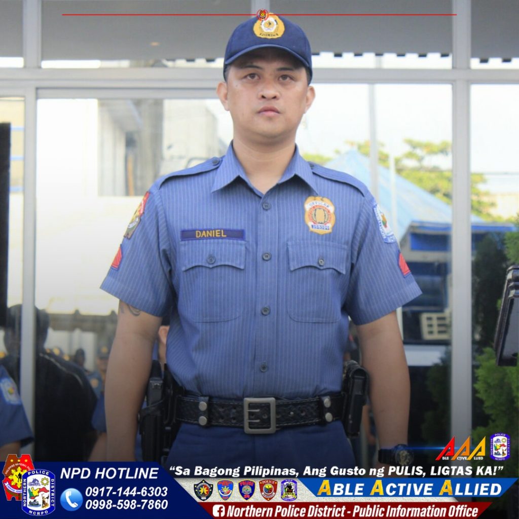 May be an image of 2 people and text that says 'DANIEL แกแฌแ O POLIGE AAA NPD HOTLINE "Sa Bagong Pilipinas, Ang Gusto ng PULIS, LIGTAS KA!" 0917-144-6303 ABLE ACTIVE ALLIED 0998-598-7860 598-7860 f Northern Police District- Public Information Office'
